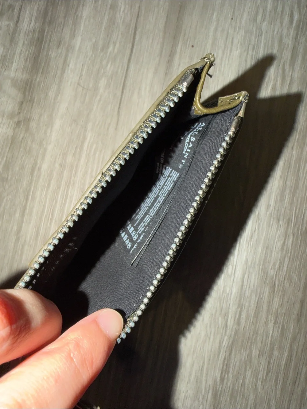 Allsaints Marlborough leather wallet olive green